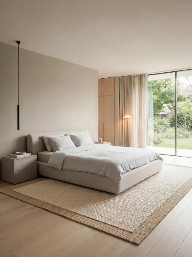 Neutraal vloerkleed in een rustige slaapkamer
